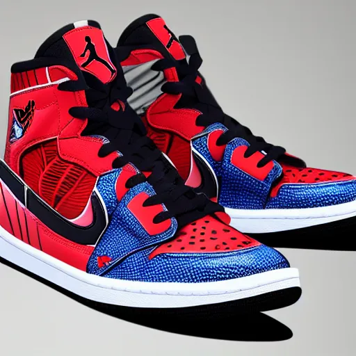 Image similar to jordan sneakers based off spiderman