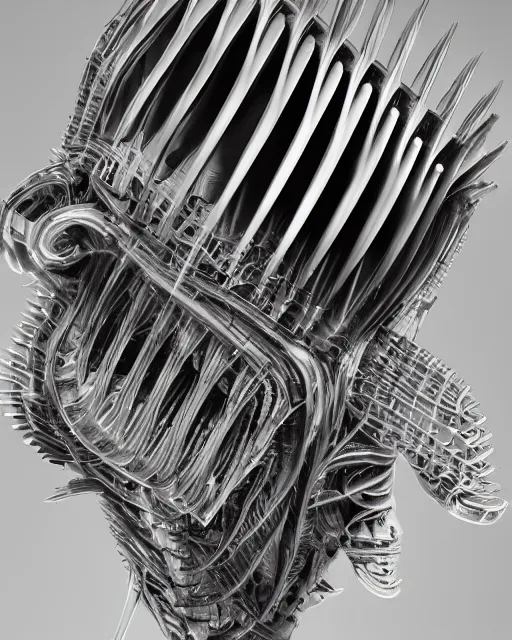 Image similar to comb by hr giger, biomechanical, isolated white background, 4 k, hyper detailed