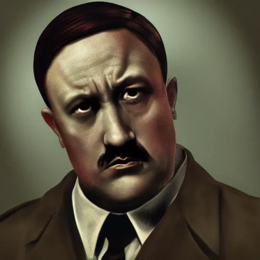 Image similar to hitler shot in head by seth rogen photorealistic