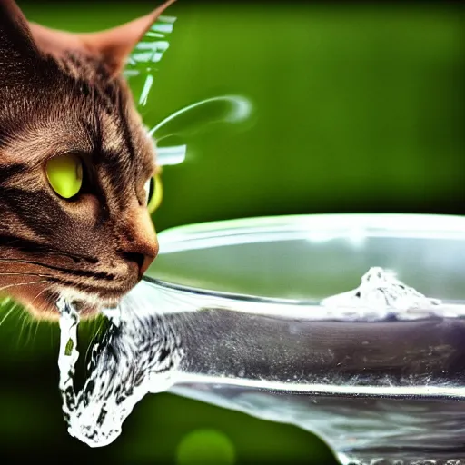 Prompt: cat drinking water, 4k realistic photo
