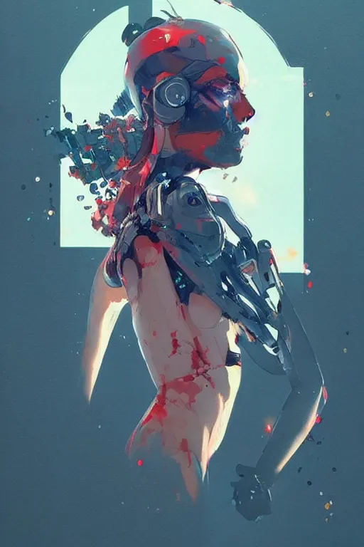 Image similar to a ultradetailed beautiful painting of a stylish female cyborg, by conrad roset, greg rutkowski and makoto shinkai trending on artstation