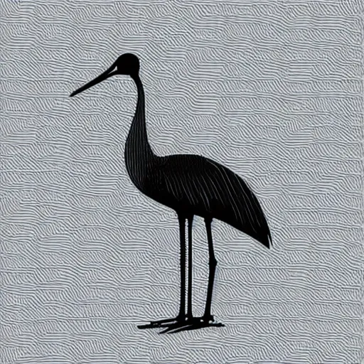 Image similar to tesselating texture of a crane, 2d, symmetric, clear lines, minimalistic, limited color palette