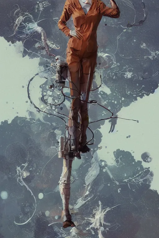 Prompt: full body portrait of crazy lady scientist, illustration by silvio camboni, feng zhu, yoshitaka amano, katsuhiro otomo, victo ngai, brom, jeffrey catherine jones pose, concept art, octane, unreal 5, artstation