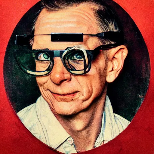 Prompt: a Norman Rockwell painting of a man wearing 3d-glasses, octane rift