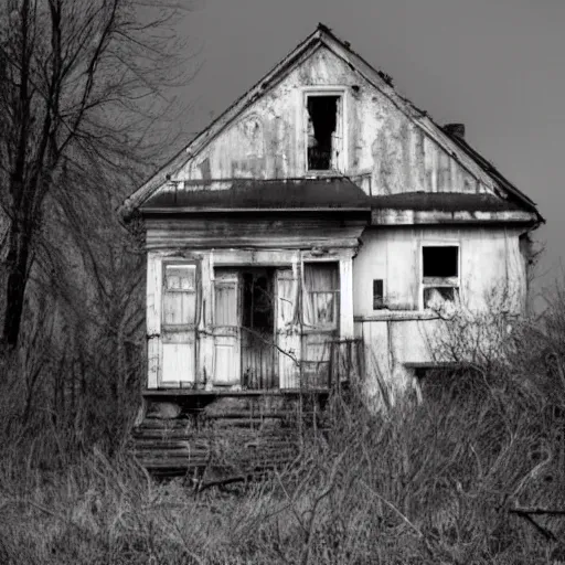 Prompt: a huge abandon house