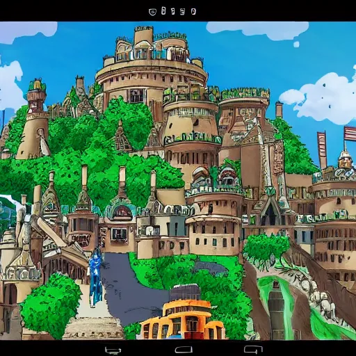 Image similar to screenshot of a giant castle from the anime one piece