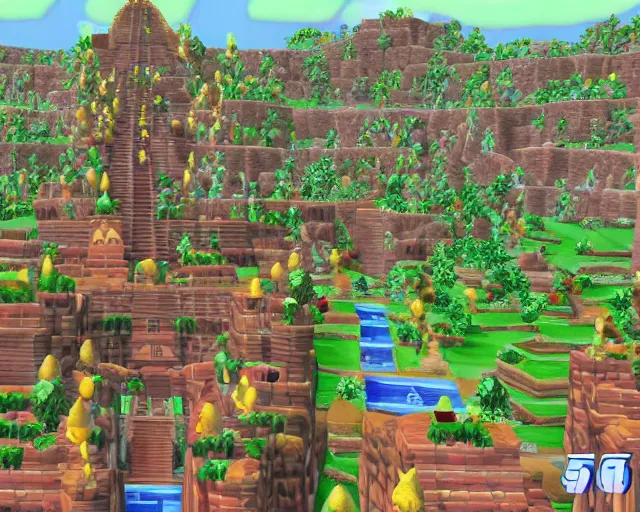 Image similar to jesus christ the redeemer super mario 6 4 level, screenshot from super mario 6 4