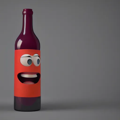 Prompt: matt leblanc as a pixar character with a wine bottle body, 3 d, octane render