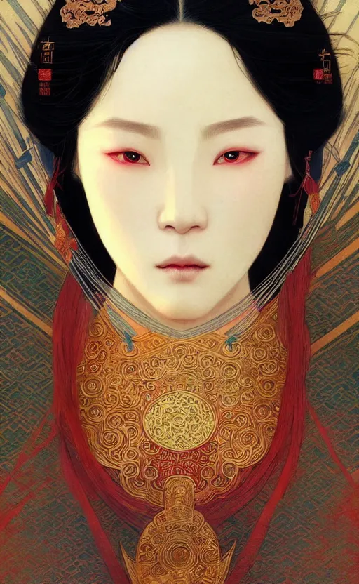 Image similar to ancient chinese beauties with beautiful eyes, highly detailed, digital painting, artstation, concept art, sharp focus, illustration, art by greg rutkowski and alphonse mucha and victo ngai