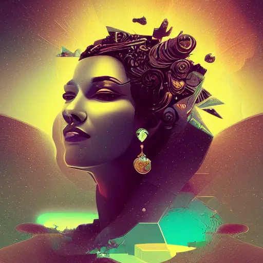 Image similar to a goddess by Petros Afshar and Beeple