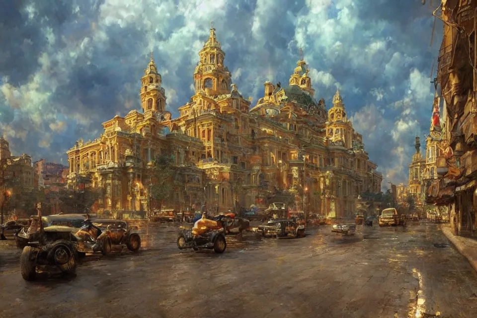 Image similar to beautiful ukranian city of odessa, summer season, moody scene, highly detailed, intricate, sharp details, summer vibe, gorgeous scene by gaston bussiere, craig mullins, somber lighting, drawn by giacomo burattini, inspired by graphic novel cover art, hyperrealistic, 8 k by rhads