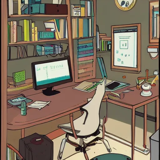 Prompt: home office by Studio Ghibli