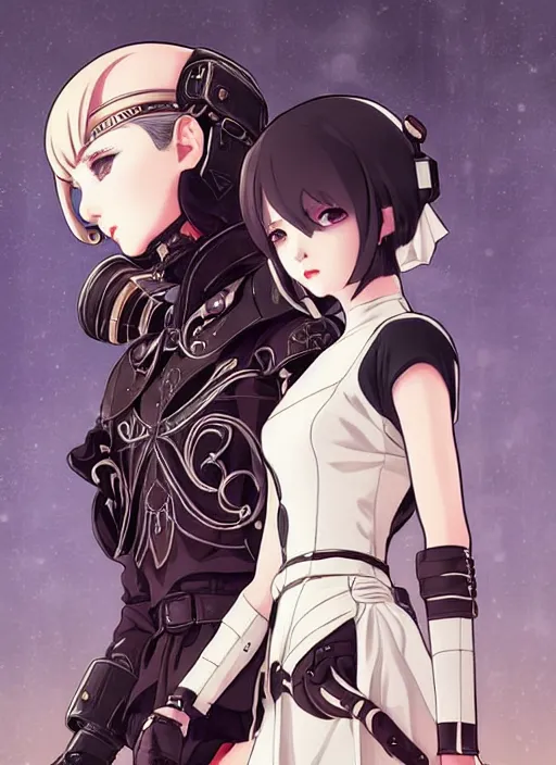 Image similar to ilya kuvshinov anime reol in ornate armor, last exile, murata range, fine detail, perfect anime face, dramatic lighting, dynamic composition, art deco, cel shading, vivid, rich texture, alphonse mucha, ( ( ( colorful ) ) ), yoshinari yoh