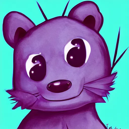 Prompt: furry ( fandom ) art of a cute anthropomorphic purple cartoon otter with antennas, digital art, painting, trending on furaffinity