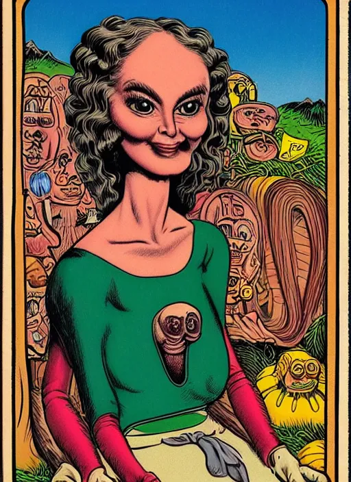 Image similar to portrait of a beautiful woman by basil wolverton and robert crumb in the style of a garbage pail kids card