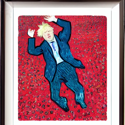 Image similar to Boris Johnson lying in raspberries by Vincent van Gogh