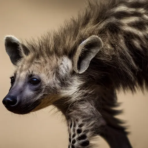 Image similar to baby hyena, 8 k photography