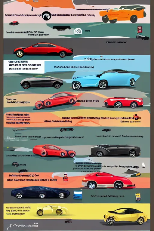 Prompt: infographic showing many types of different cars