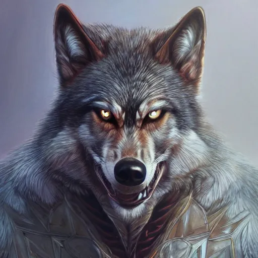 Image similar to mutant warrior wolf , portrait, intricate, elegant, highly detailed, centered, digital painting, artstation, concept art, smooth, sharp focus, illustration, art by artgerm and donato giancola