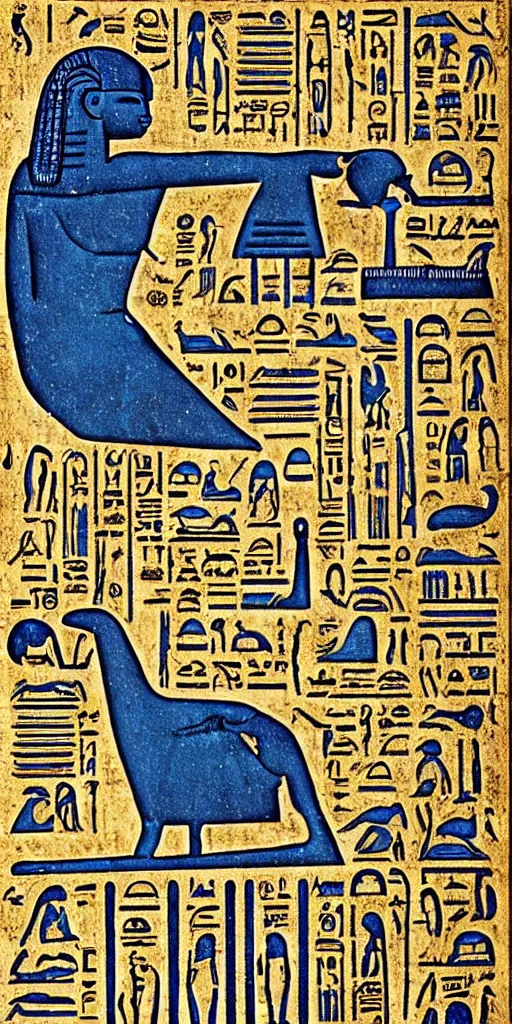 Image similar to egyptian hieroglyph blueprints to a spaceship