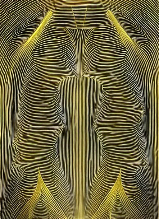 Image similar to symmetrical, shiny!!!! award - winning painting, abstract, gold and silver shapes, rectangles, geometry, elegant, luxurious, beautiful, pitch black background, dali