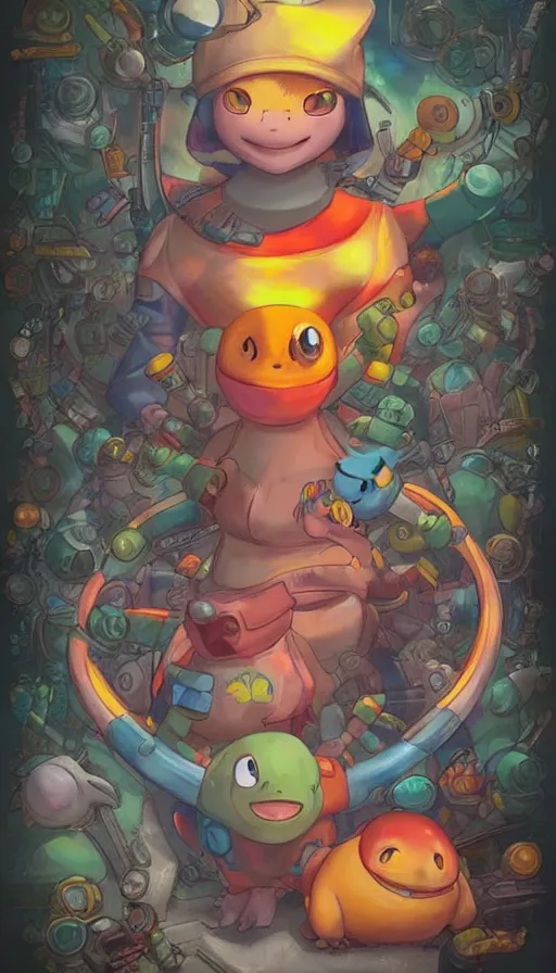 Prompt: lofi BioPunk Pokemon Charmander portrait Pixar style by Tristan Eaton_Stanley Artgerm and Tom Bagshaw,