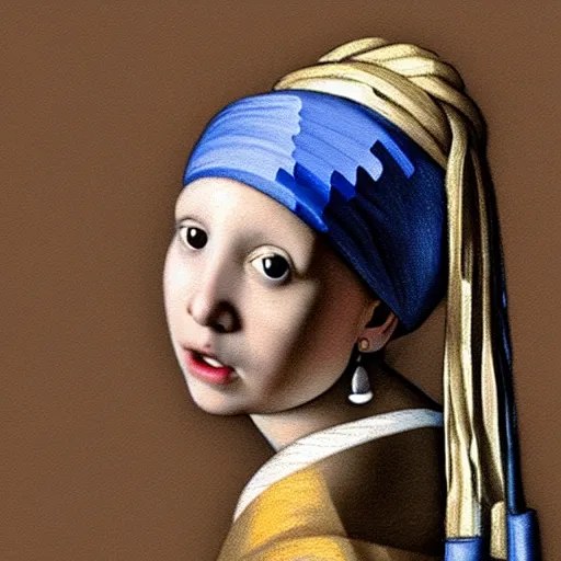 Prompt: a portrait of a young girl wearing a pearl earring. The girl is looking over her shoulder at the viewer with a sly expression on her face. naturalistic style with soft, muted colors. The girl's face is the only part of the painting that is in sharp focus. The rest of the painting is done in a soft, blurry style. The girl's face is lit from the left, creating a soft, halo-like effect around her head. The pearl earring is the only source of light in the painting. an oil tronie painting.