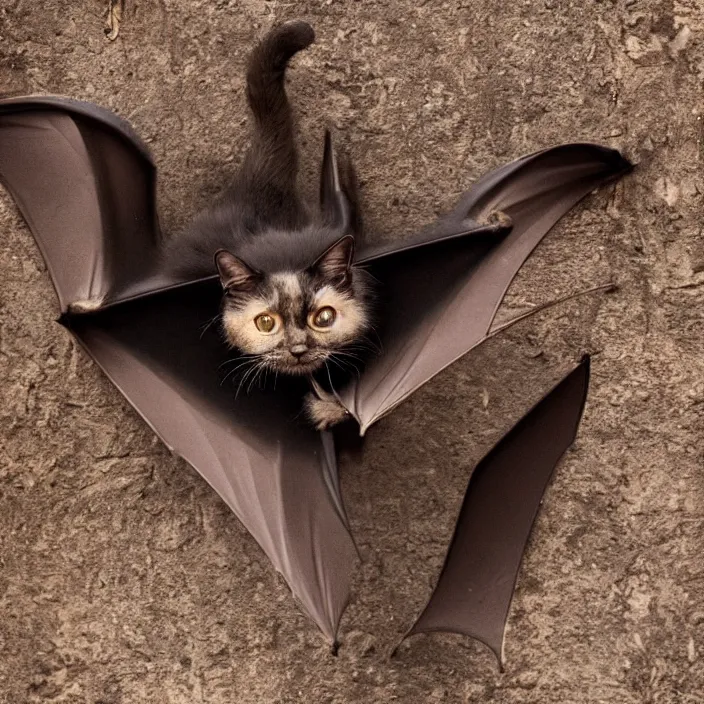 Prompt: bat cat, national geographic photo, 8 k,
