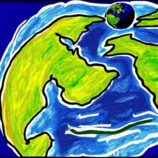 Prompt: planet earth drawn on Microsoft Paint 2009