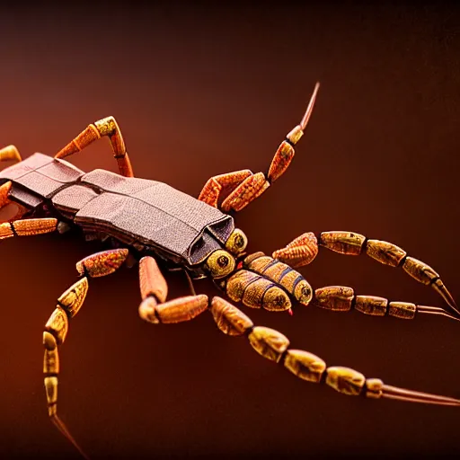 Prompt: A photorealistic miniature 3d render of a scorpion made of circuits wide view shot by ellen jewett , tomasz alen kopera and Justin Gerard symmetrical features, ominous, magical realism, texture, intricate, ornate, royally decorated, android format, windows, many doors, roofs, complete house , whirling smoke, embers, red adornments, red torn fabric, radiant colors, fantasy, trending on artstation, volumetric lighting, micro details, 3d sculpture, ray tracing, 8k