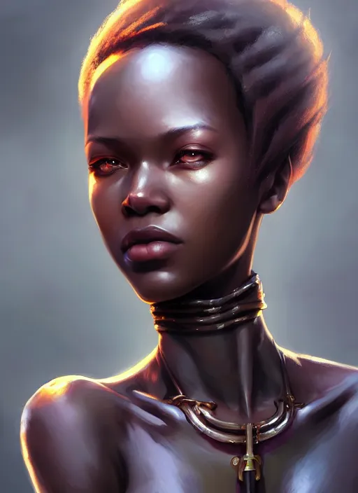 Image similar to character concept art of a dark fantasy african american female, key visual, realistic shaded perfect face, fine details, dystopian environment and background, by stanley artgerm lau, wlop, rossdraws, james jean, andrei riabovitchev, marc simonetti, and sakimichan, trending on artstation