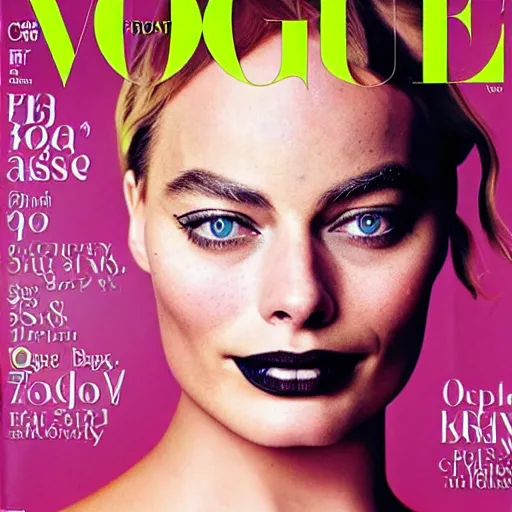 Image similar to a portrait of margot robbie, vogue cover, highly detailed