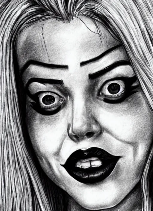 Prompt: a pencil drawing of harley quinn, hyper realistic, highly detailed