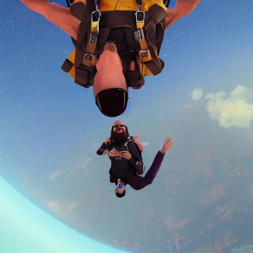 Image similar to a macro portrait of Jesus taking a selfie while skydiving, hyperdetailed, artstation, 8k,