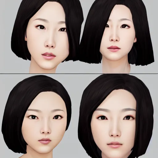 Image similar to portrait bald korean goddess neutral expression face straight on headshot even lighting no hair texture character creator 4