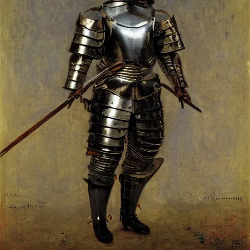 Image similar to heroine in full plate armour by alfred stevens