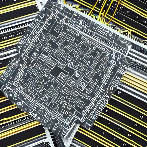 Image similar to high - up photograph of a circuitboard that extends for miles and miles