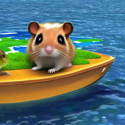 Image similar to a giant hamster boat photorealistic