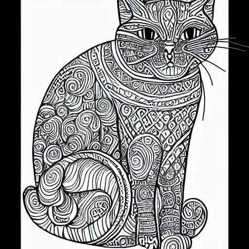 Image similar to adult coloring page of cats