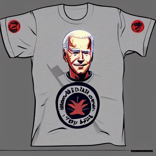 Prompt: joe biden with naruto t - shirt design, concept art, trending on artstation,