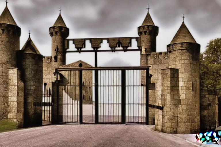 Image similar to 1950s castle gate with drawbridge muted colors. by Keith Parkinson