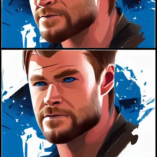 Prompt: concept art of chris hemsworth, vector art, by cristiano siqueira, brush hard, highly detailed, artstation, high quality