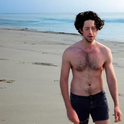 Prompt: Hale Appleman drinking alcohol on the beach