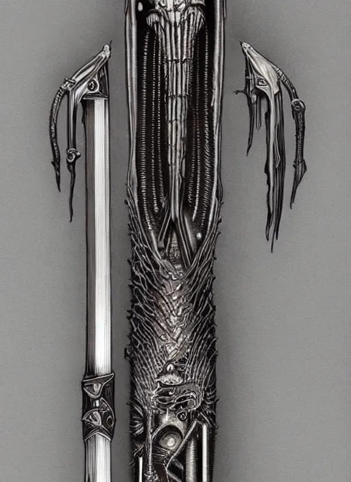 Prompt: giger, h. r. - intricately detailed katana!!!!!