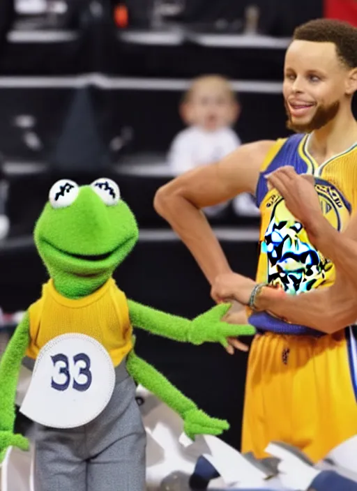 Image similar to steph curry hosting the muppet show