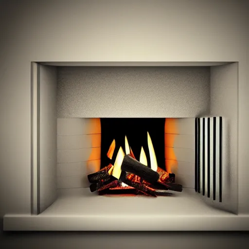 Prompt: cozy fireplace, digital art, minimalism