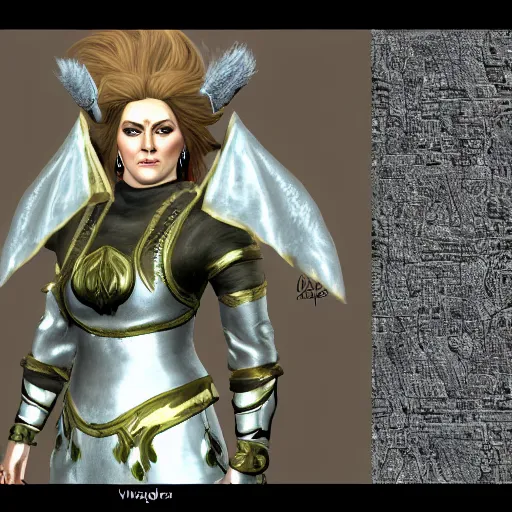 Image similar to adele as a warrior from the video game skyrim, unreal engine, 3 d render