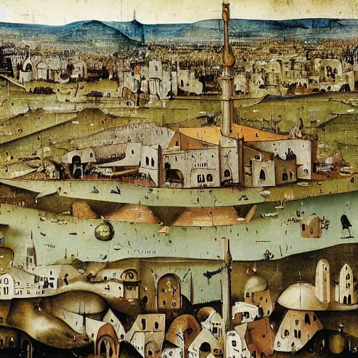 Image similar to zakho city by hieronymus bosch,