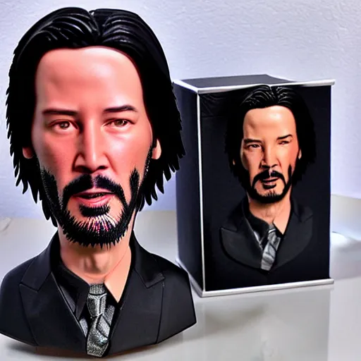 Image similar to keanu reeves bobblehead realistic