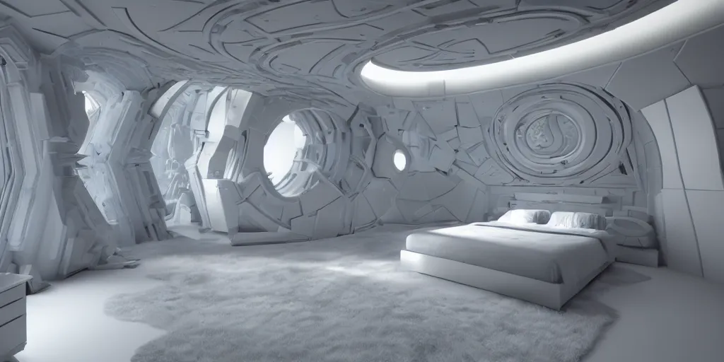 Prompt: infinitely detailed hd photo of a futuristic bedroom by jung yeon min, design, concept art